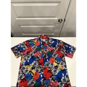 Fresh Prints of Bel-Air Button Up Shirt Mens Medium Multicolor Floral Rose